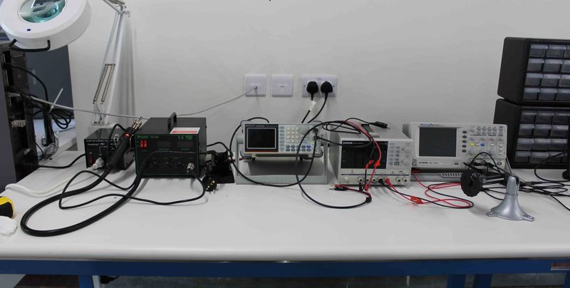 the tools and equipment in the electronics shop at FabLab